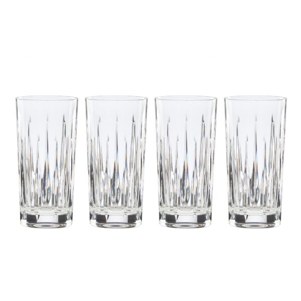 Radiating Cut Crystal Highball Glasses, Set of 4