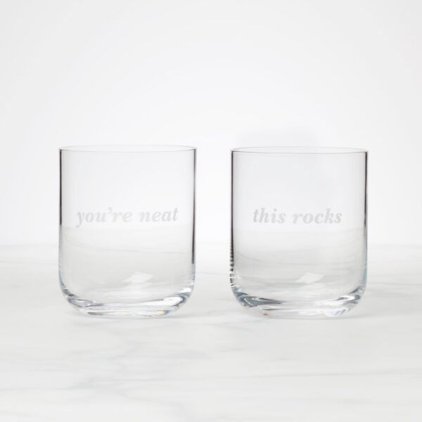 Novelty Quote Double Old Fashioned Glasses, Set of 2